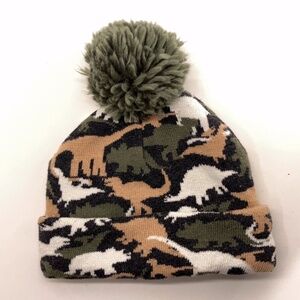 Dinosaur Pattern Camouflage 2T-5T Winter Pom Pom Hat
